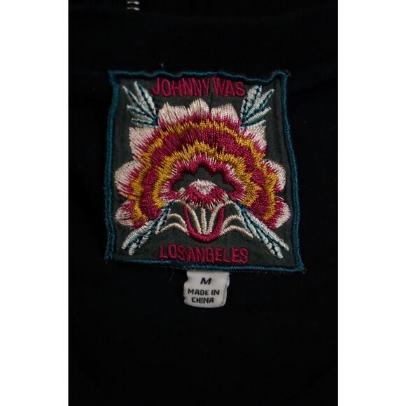 Johnny Was Relaxed Sequin Top Warm Your Soul Sz M-shirt Black Gold Embroided - Picture 11 of 11